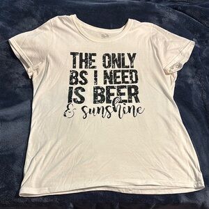 White Graphic Tee with Fun Slogan